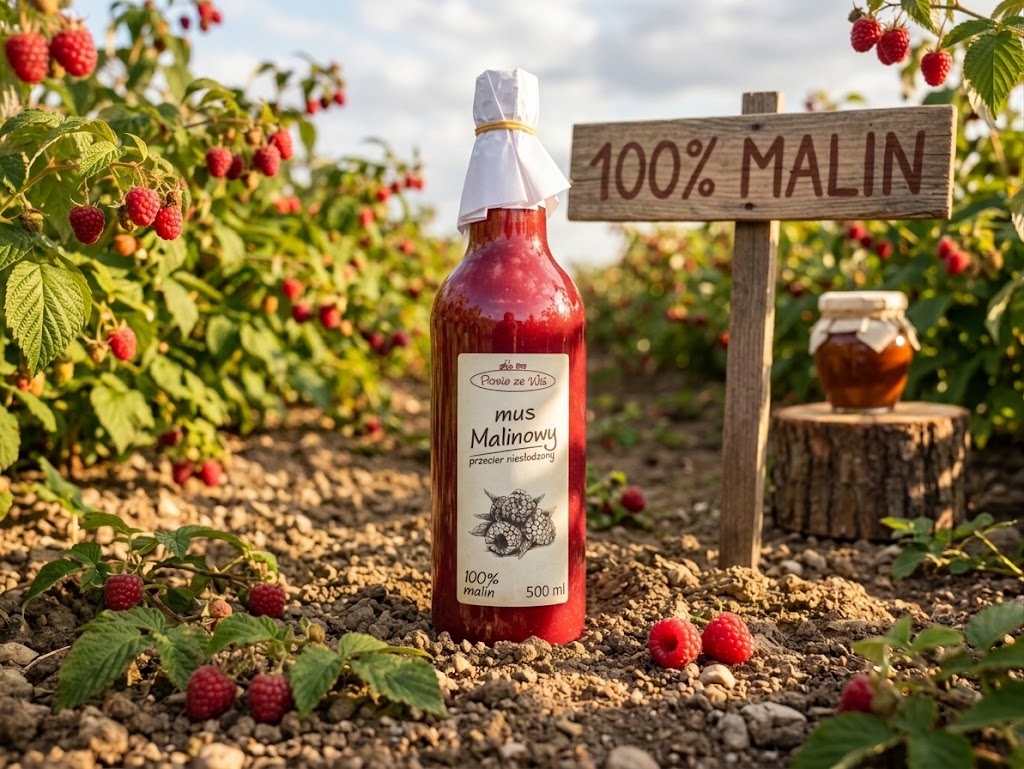 Mus Malinowy przecier niesłodzony 500ml